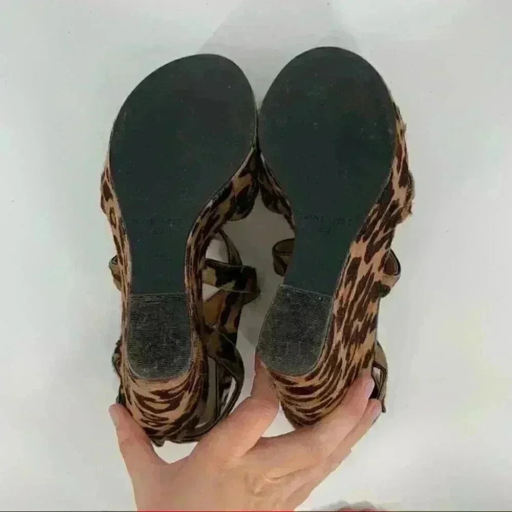Nine West womens Fannyr heels size 8 brown cheetah calf hair platform wedges